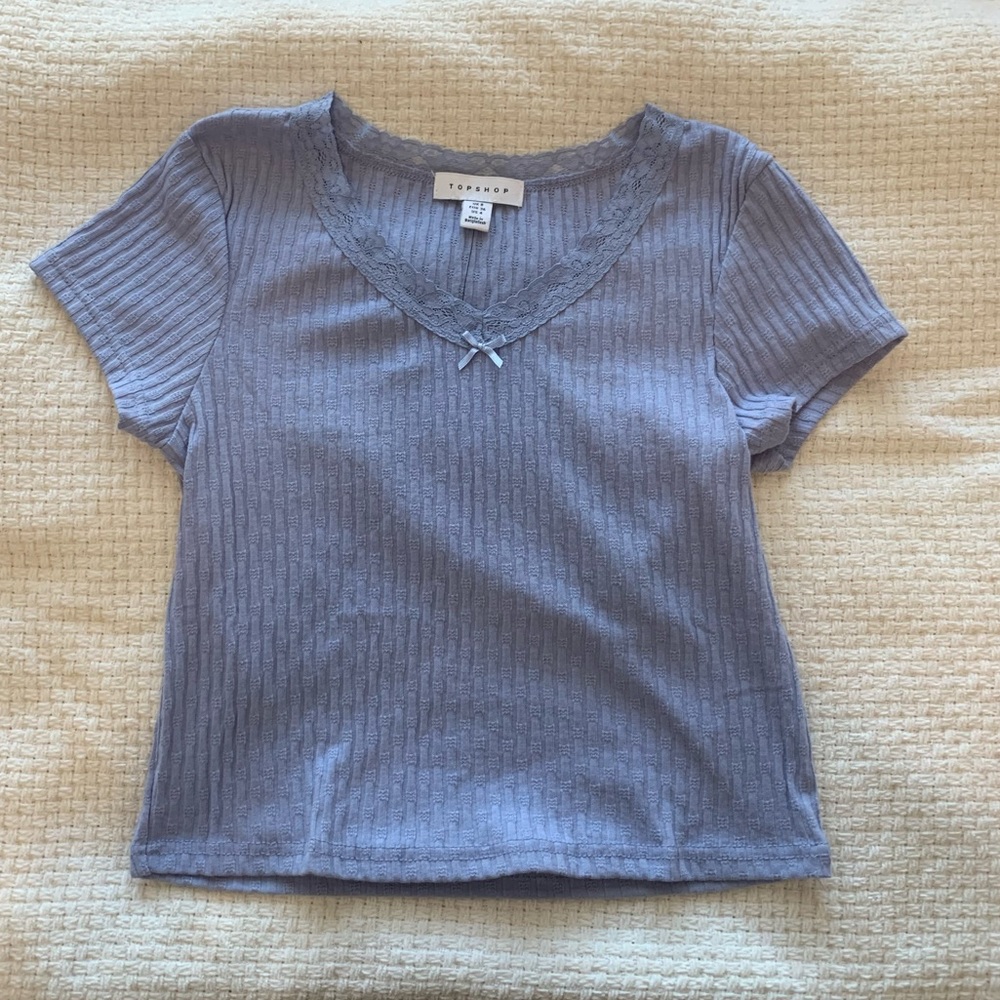 TOPSHOP RIBBED LACE TOP